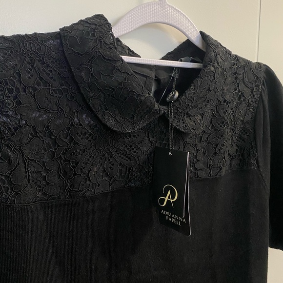 Adrianna Papell Short Sleeve Sweater with Lace BNWT - Picture 3 of 7